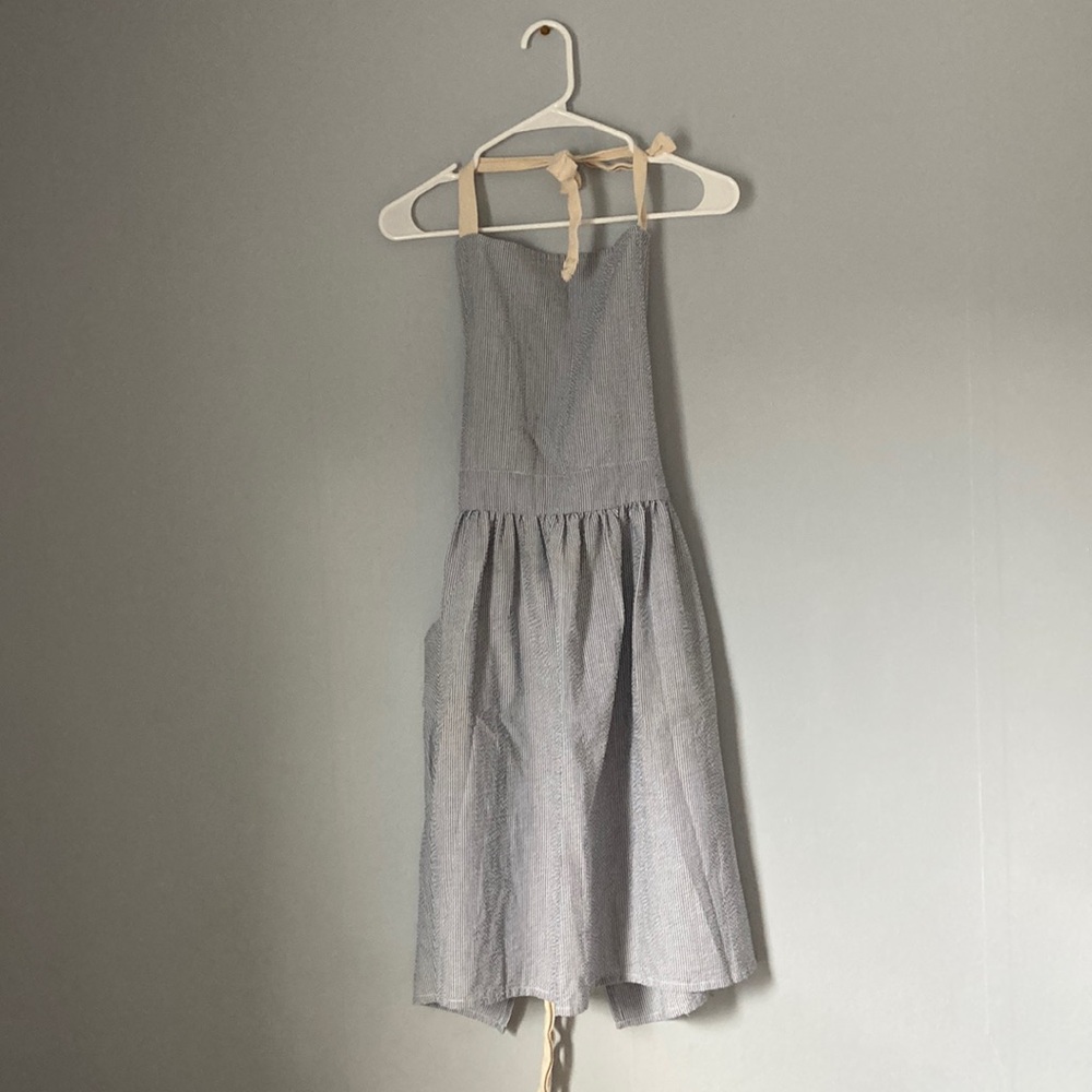 Adorable Seersucker Striped Apron with Pocket